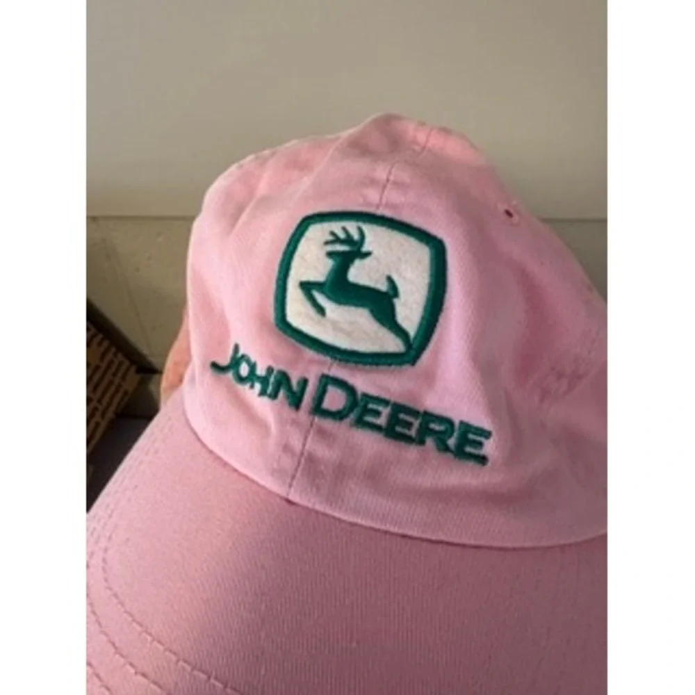 John Deere Pink Cotton Adjustable Baseball Cap Hat Kids Girls Embroidered Logo